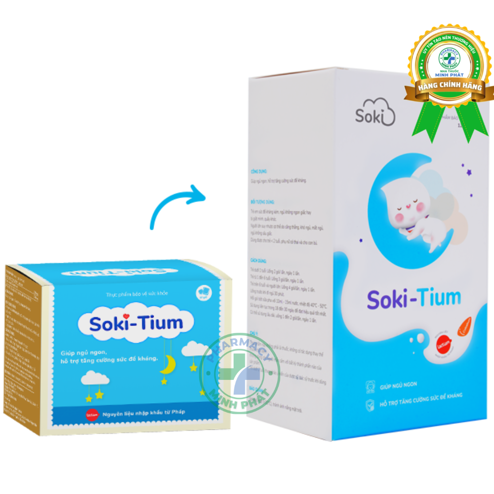 Soki-Tium 12 Gói - Bột Hòa Tan Giúp Trẻ Ngủ Ngon